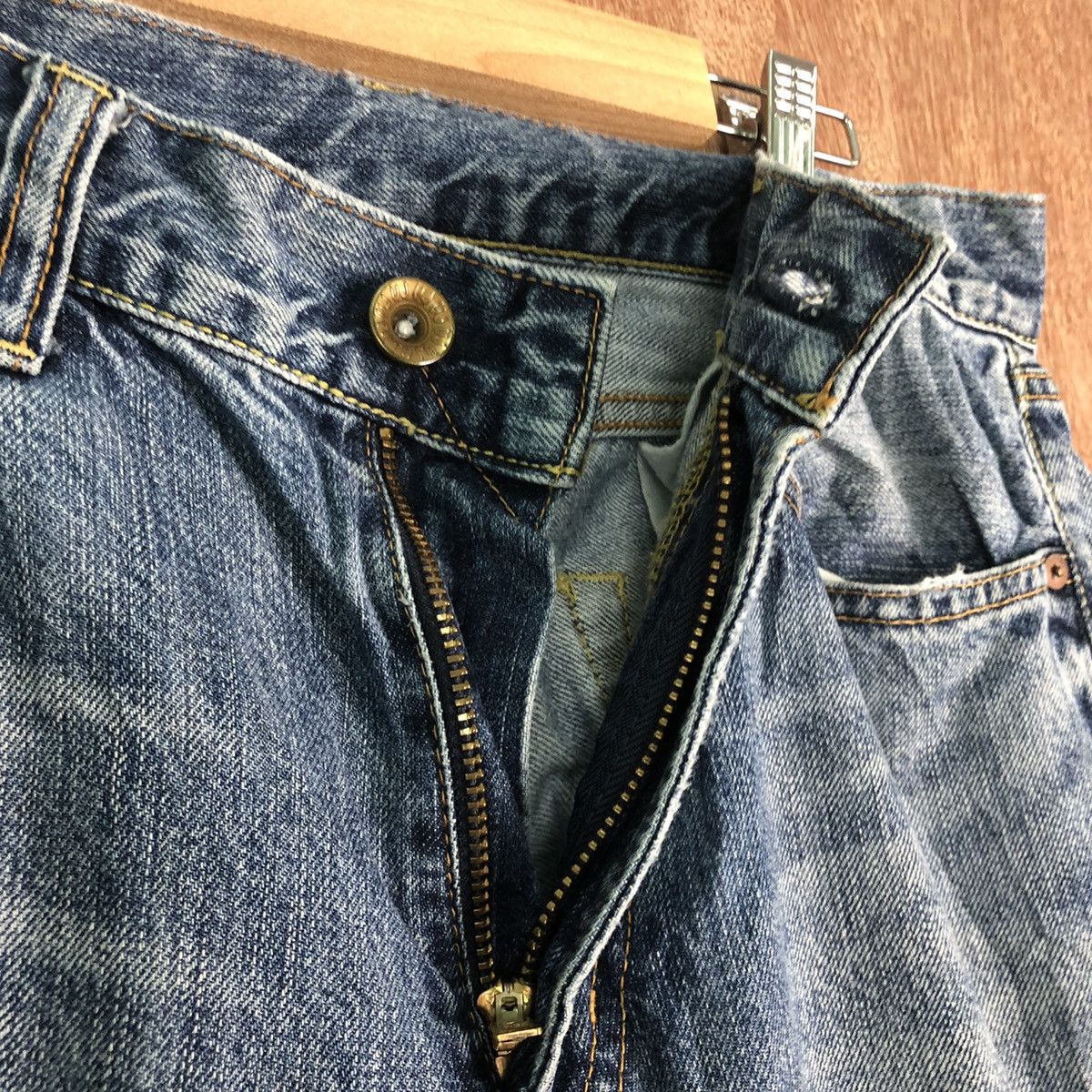 Uniqlo DLL Japan UJ Blue Distressed Denim Pants #c154 Size US 31 - 7 Thumbnail