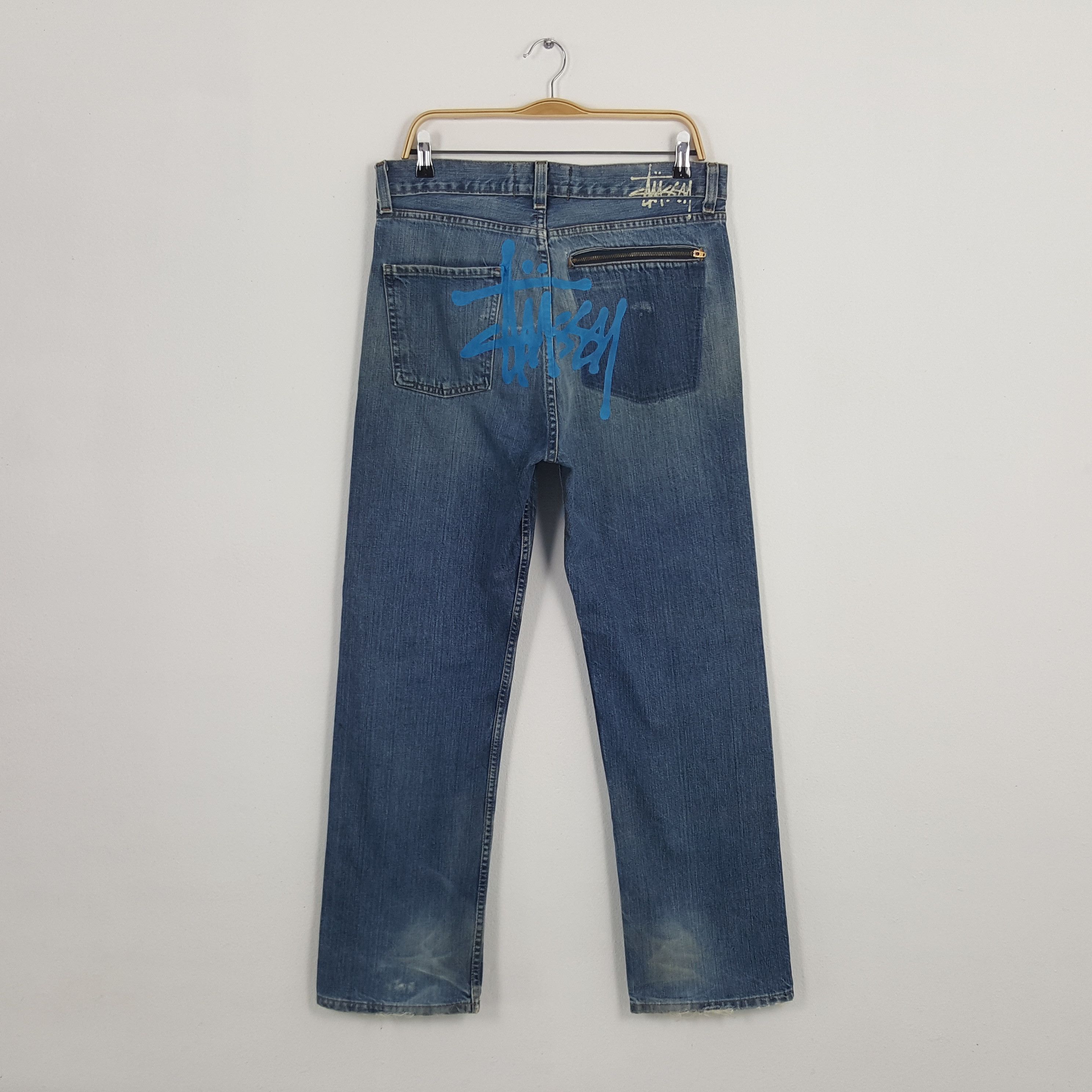 Vintage Stussy Big Logo Custom Design Denim