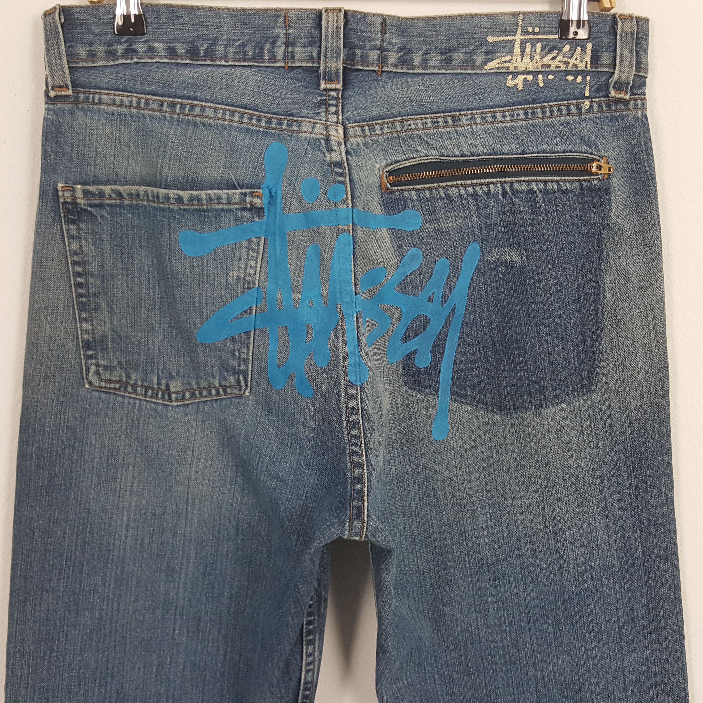 Stussy × Vintage Vintage Stussy Big Logo Custom Design Denim Size US 34 / EU 50 - 2 Thumbnail