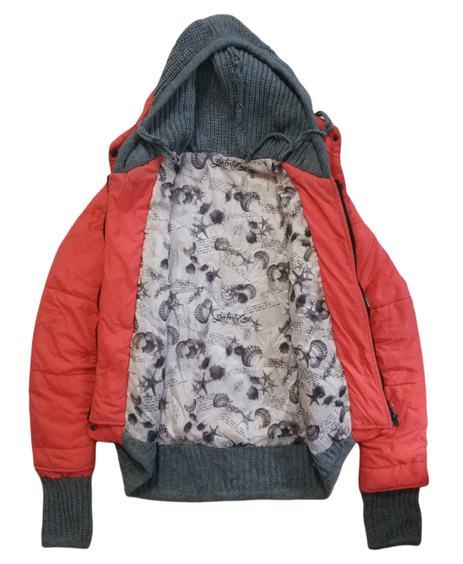Japanese Brand 🔥Orange Cropped Zoo Forty One Puffer Knit Hoodie Size US S / EU 44-46 / 1 - 2 Thumbnail