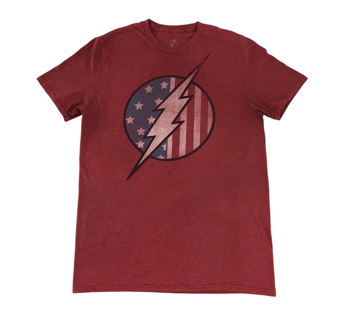 image of Style The Flash Superhero Character Movie Spell Out in Red, Men's (Size Medium)