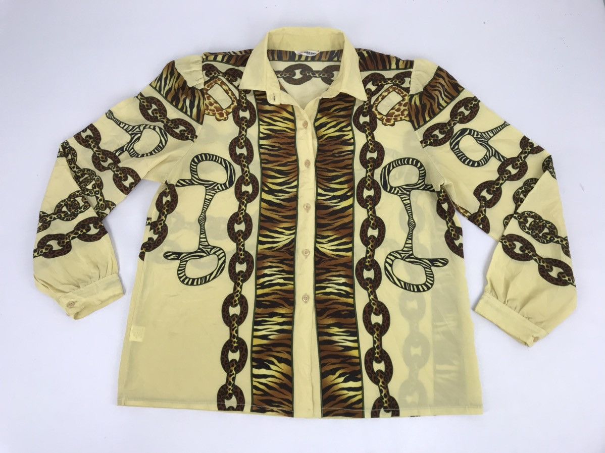 image of Art x Hawaiian Shirt Vintage Baroque Luxury Fashion Designer Button Down Shirt in Yellow (Size Medi