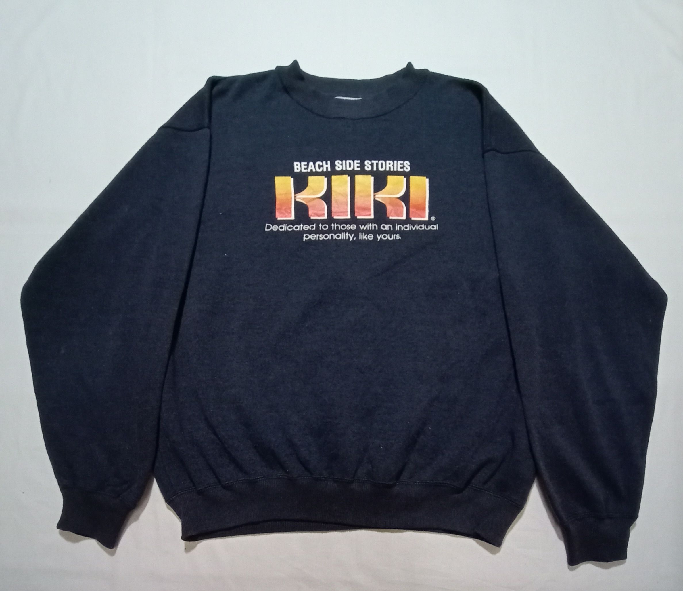 Japanese Brand Kiki Sweatshirts Big Spell Out Logo Dark Blue Color Size US L / EU 52-54 / 3 - 1 Thumbnail