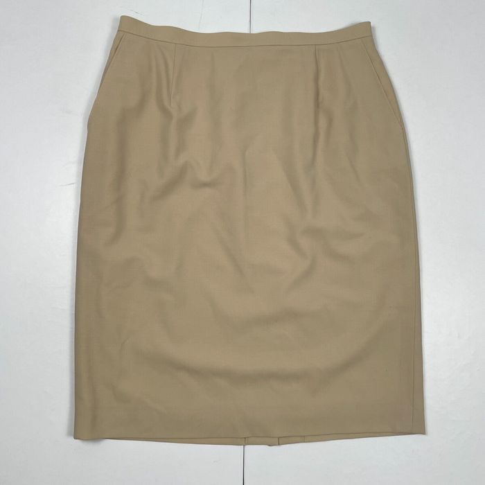 Jaeger Jaeger Skirt 18 Beige Midi Womens 100% Wool Plain Smart | Grailed