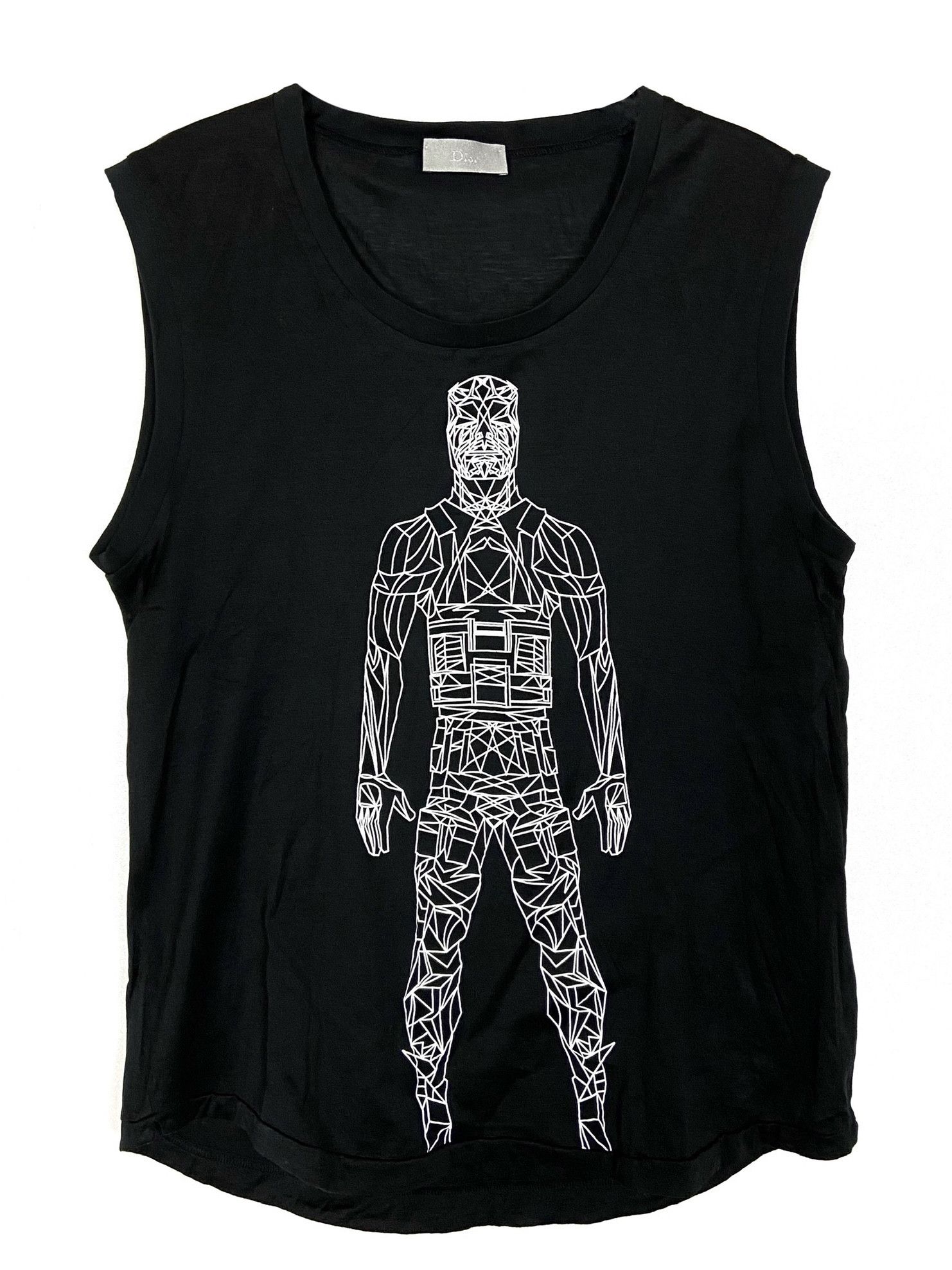 image of Dior x Hedi Slimane S/s 2004 "strip" Printed Tank Top (Ss04, Homme, Archive) in Black (Size XS)