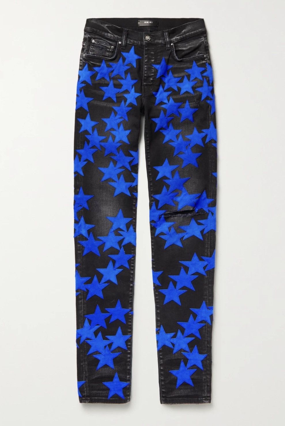 image of Amiri X Black Chemist Leather Star Patch Jeans, Men's (Size 33)