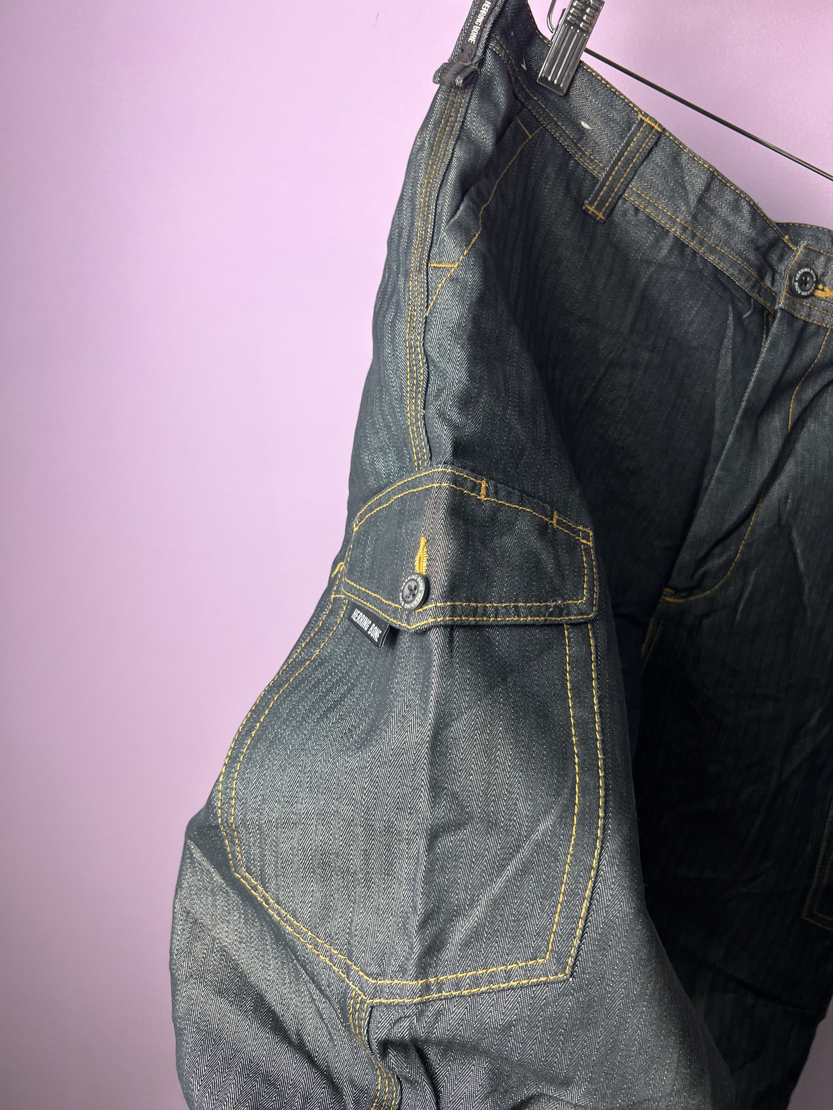 Japanese Brand 🔥Herringbone Denim Cargo Pants Size US 35 - 6 Thumbnail