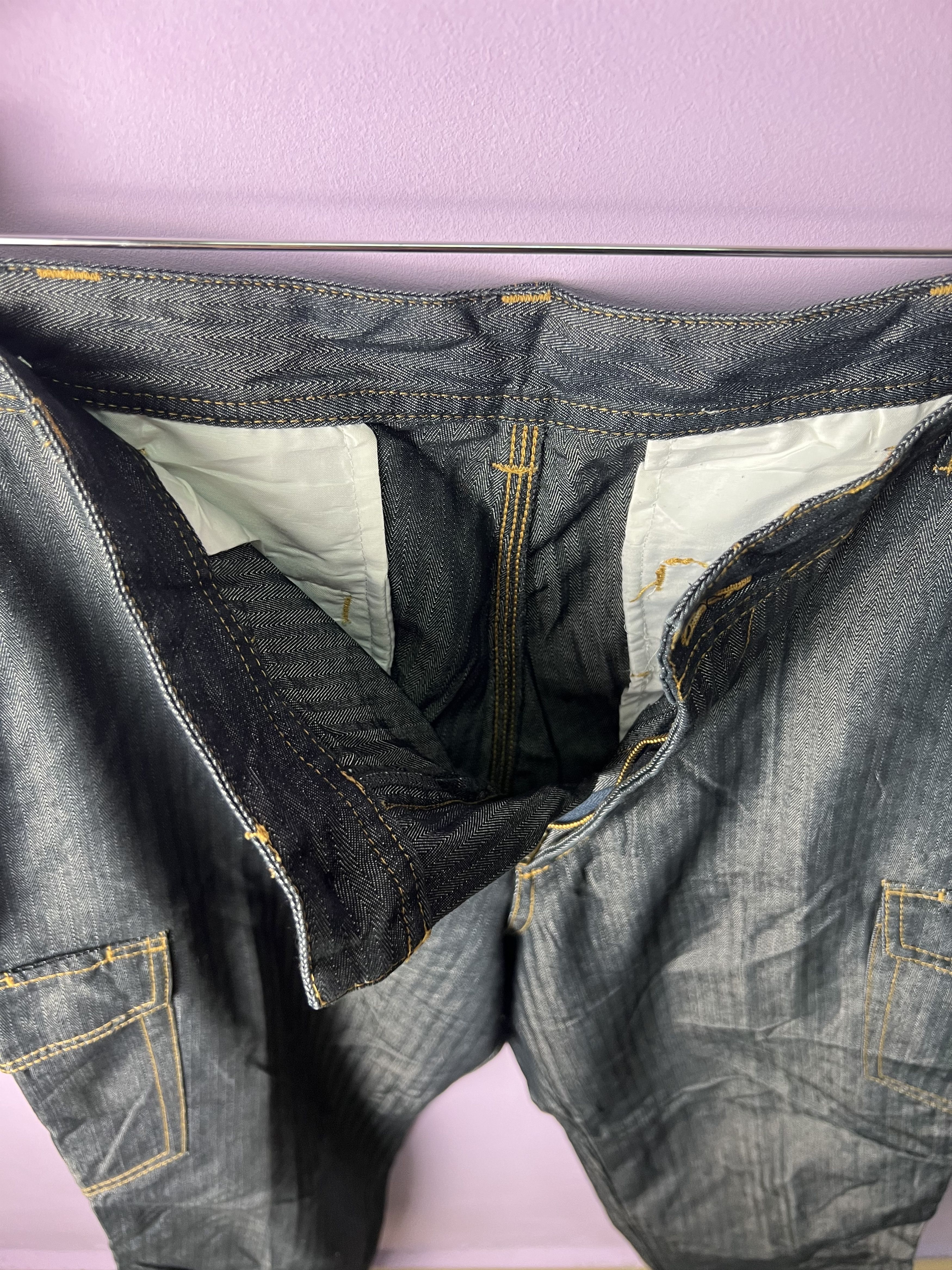 Japanese Brand 🔥Herringbone Denim Cargo Pants Size US 35 - 10 Thumbnail