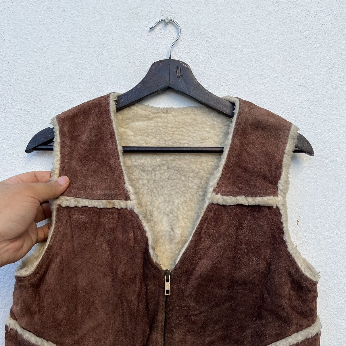 Japanese Brand VINTAGE GENUINE LEATHER MINK FUR LINING VEST TACTICAL Size US M / EU 48-50 / 2 - 7 Thumbnail