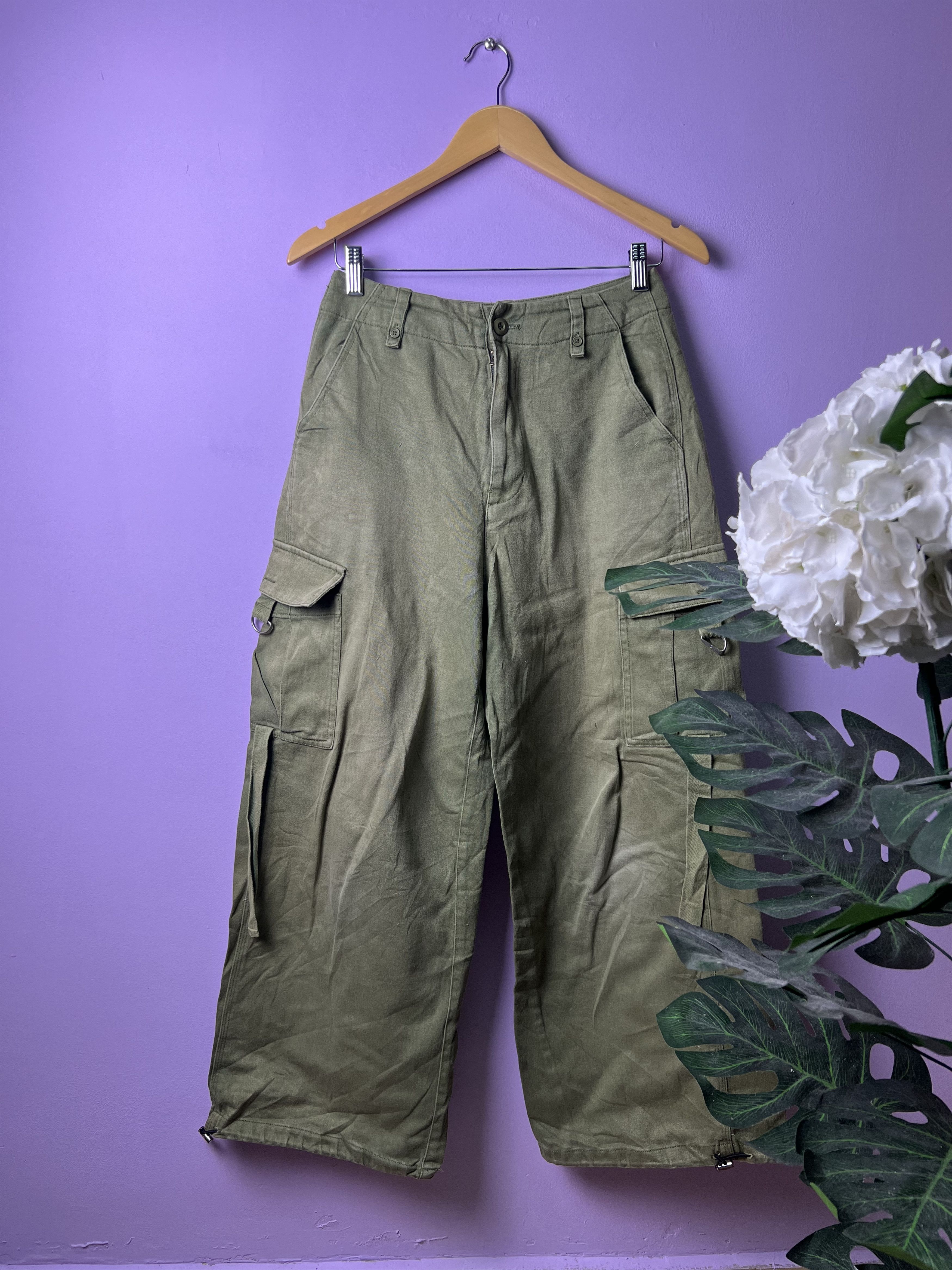 image of Designer Alicia Pageboy Baggy Cargo Pants in Olive Green, Women's (Size 28)