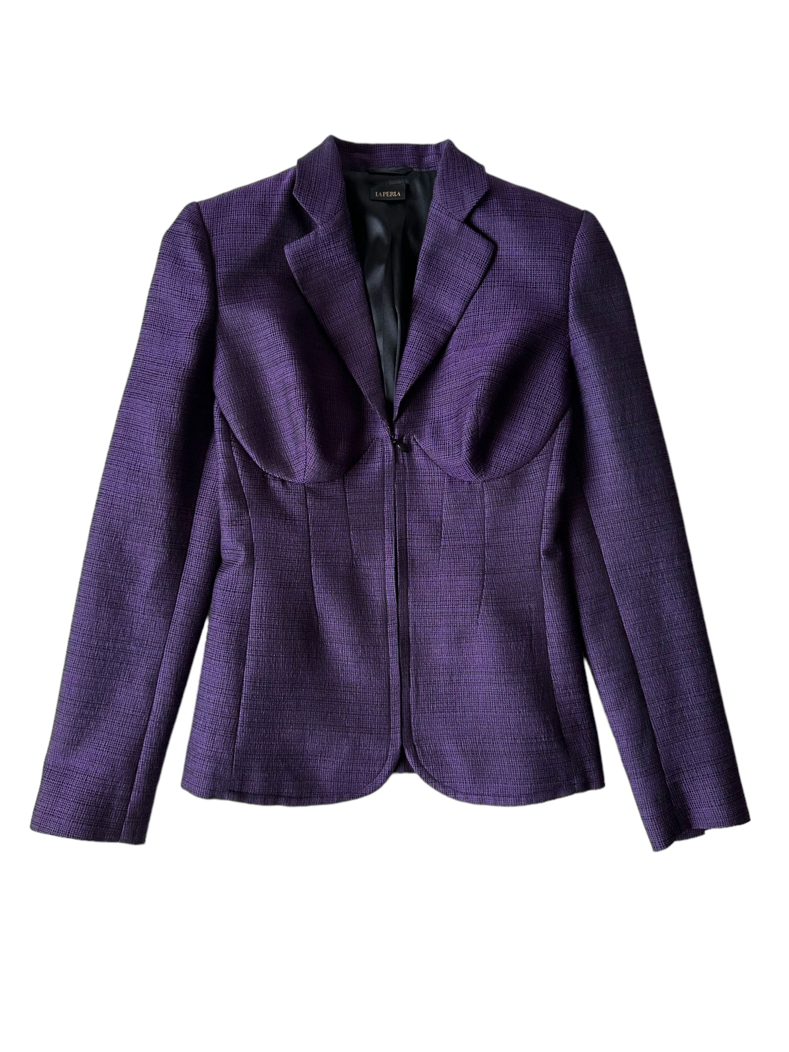 La Perla La Perla Runaway Corset Wool Silk Blazer Jacket Purple US4 Size S / US 4 / IT 40 - 1 Thumbnail