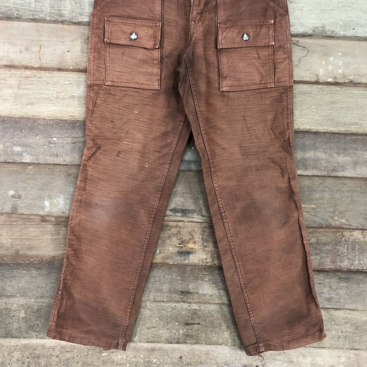 Vintage Walking Jumper faded Dark Brown Cargo bush Pants #c956 Size US 28 / EU 44 - 3 Thumbnail