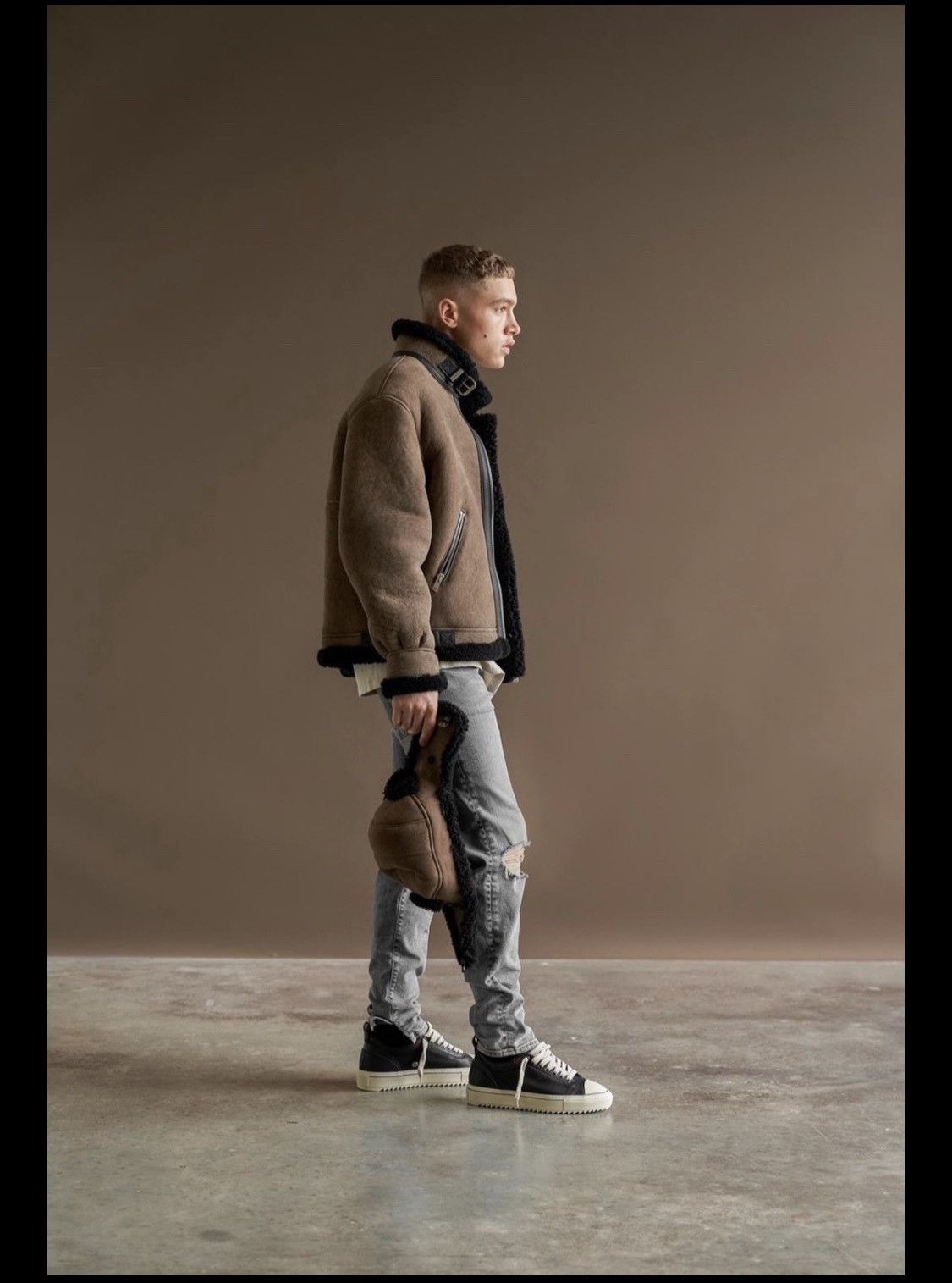 image of Represent Clo Brown Fw21 Shearling Jacket, Men's (Size Medium)
