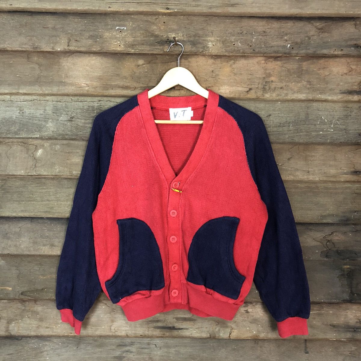 Japanese Brand V.T Red/Blue Cardigan knitwear japan #3604 Size US M / EU 48-50 / 2 - 1 Thumbnail