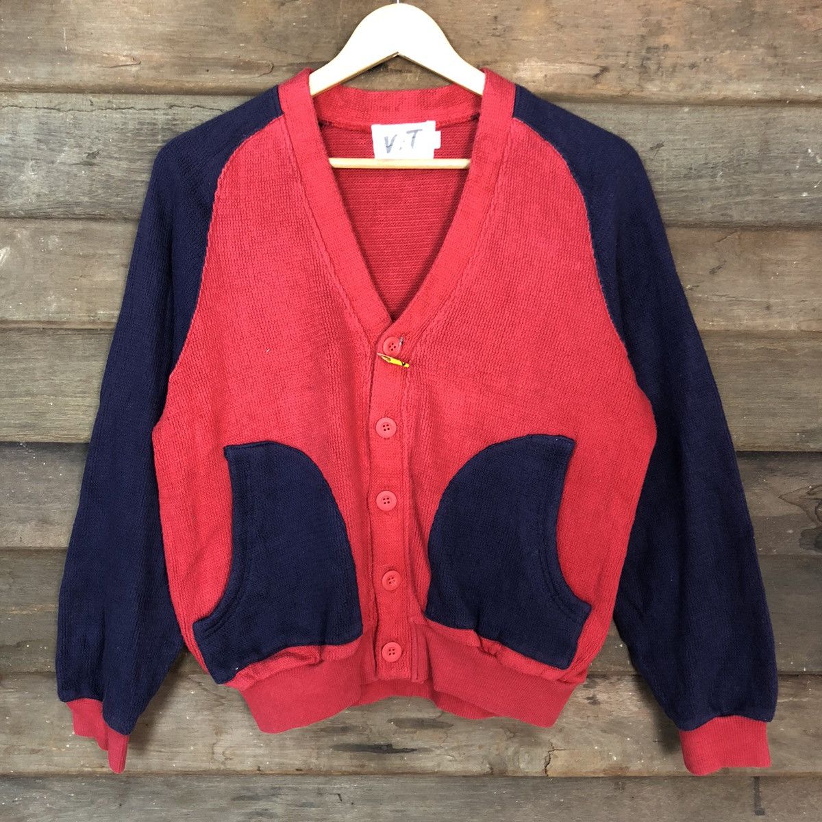 Japanese Brand V.T Red/Blue Cardigan knitwear japan #3604 Size US M / EU 48-50 / 2 - 8 Thumbnail