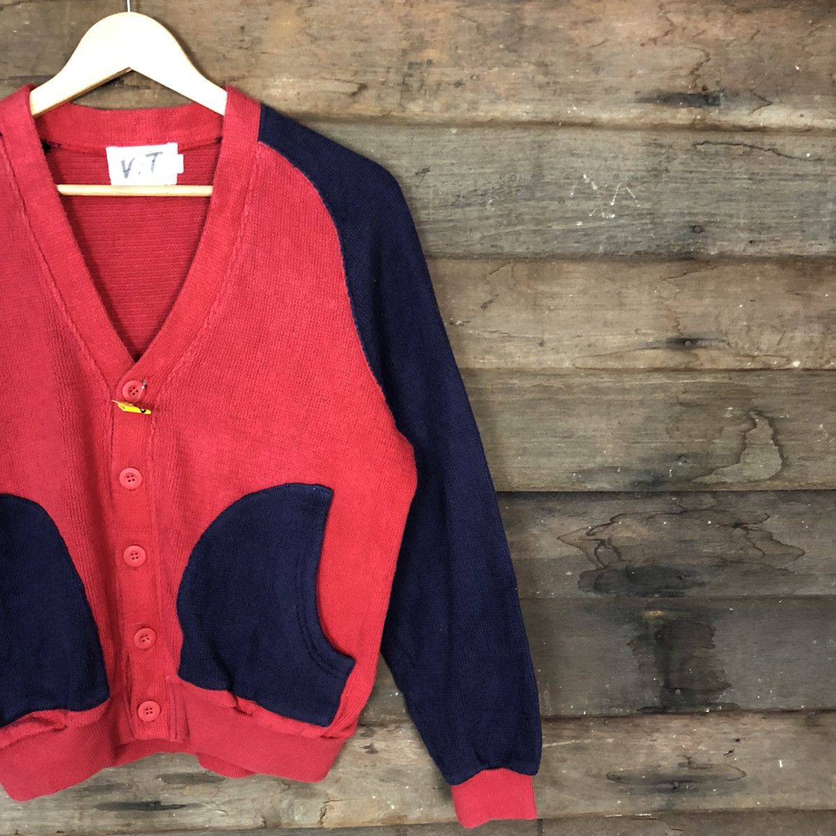 Japanese Brand V.T Red/Blue Cardigan knitwear japan #3604 Size US M / EU 48-50 / 2 - 5 Thumbnail