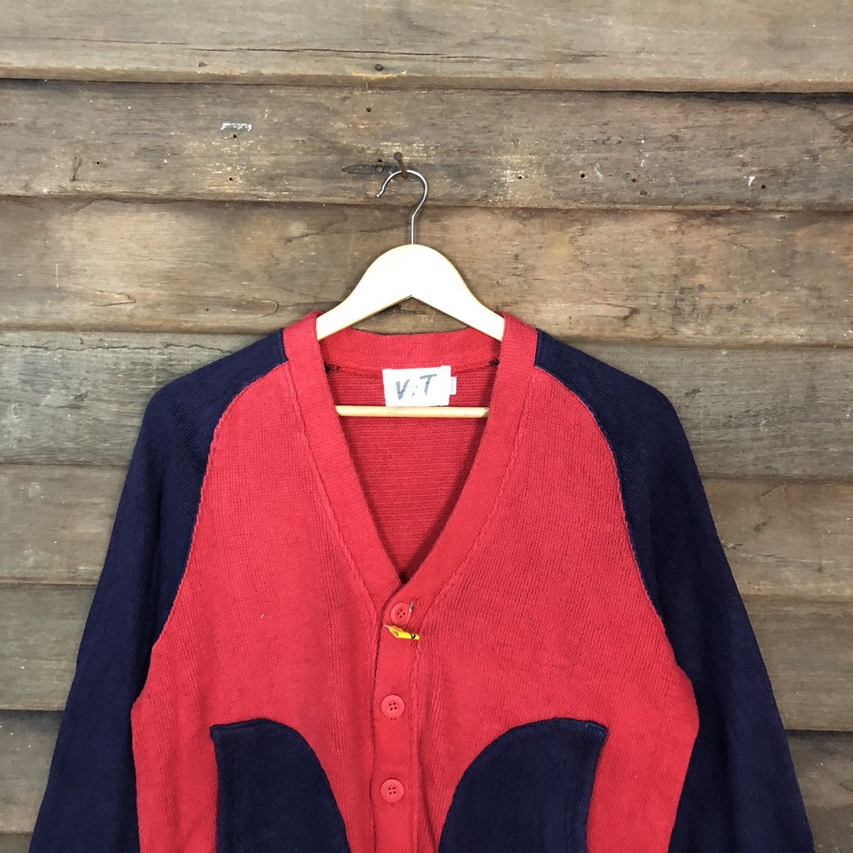 Japanese Brand V.T Red/Blue Cardigan knitwear japan #3604 Size US M / EU 48-50 / 2 - 9 Thumbnail