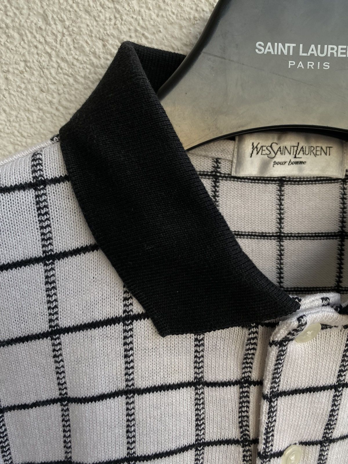 Yves Saint Laurent Knitted YSL Polo Summer Soft White/Black YSL Shirt YSL Tee Size US L / EU 52-54 / 3 - 13 Thumbnail