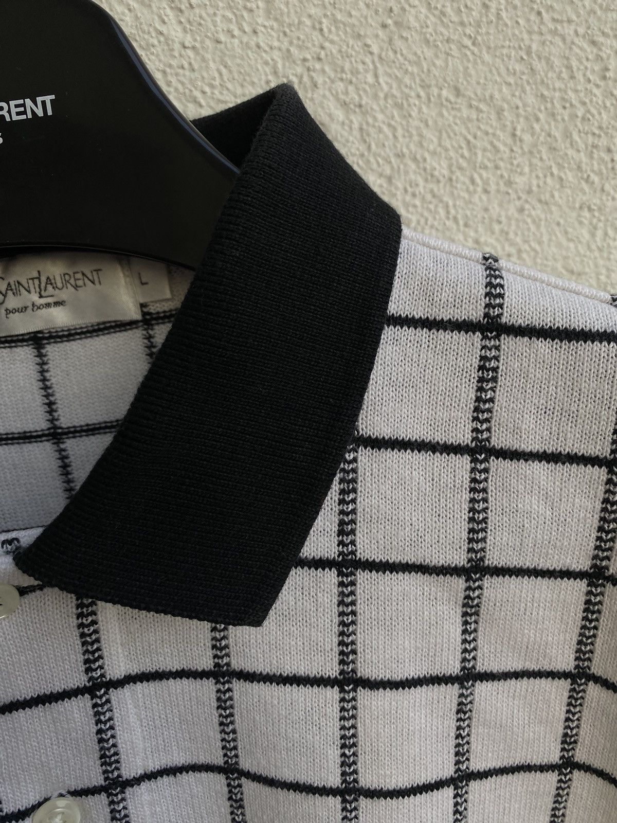 Yves Saint Laurent Knitted YSL Polo Summer Soft White/Black YSL Shirt YSL Tee Size US L / EU 52-54 / 3 - 7 Thumbnail