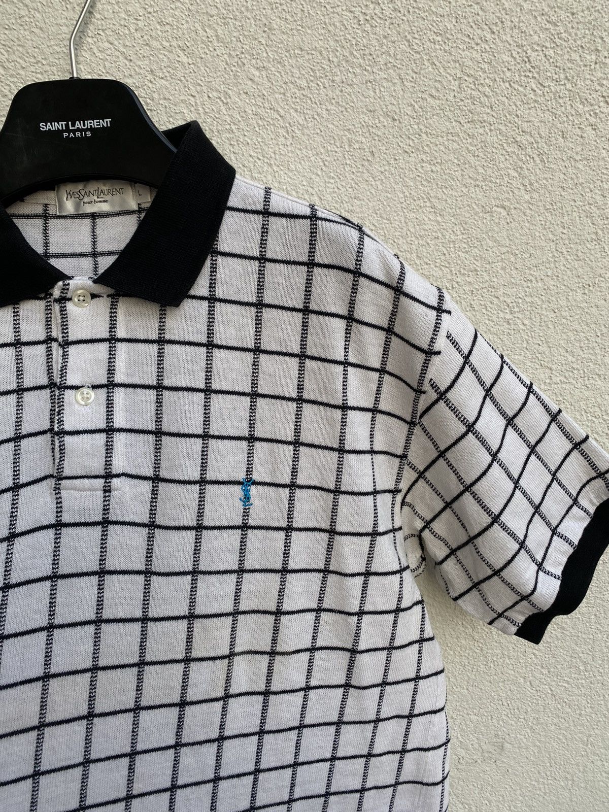 Yves Saint Laurent Knitted YSL Polo Summer Soft White/Black YSL Shirt YSL Tee Size US L / EU 52-54 / 3 - 12 Thumbnail
