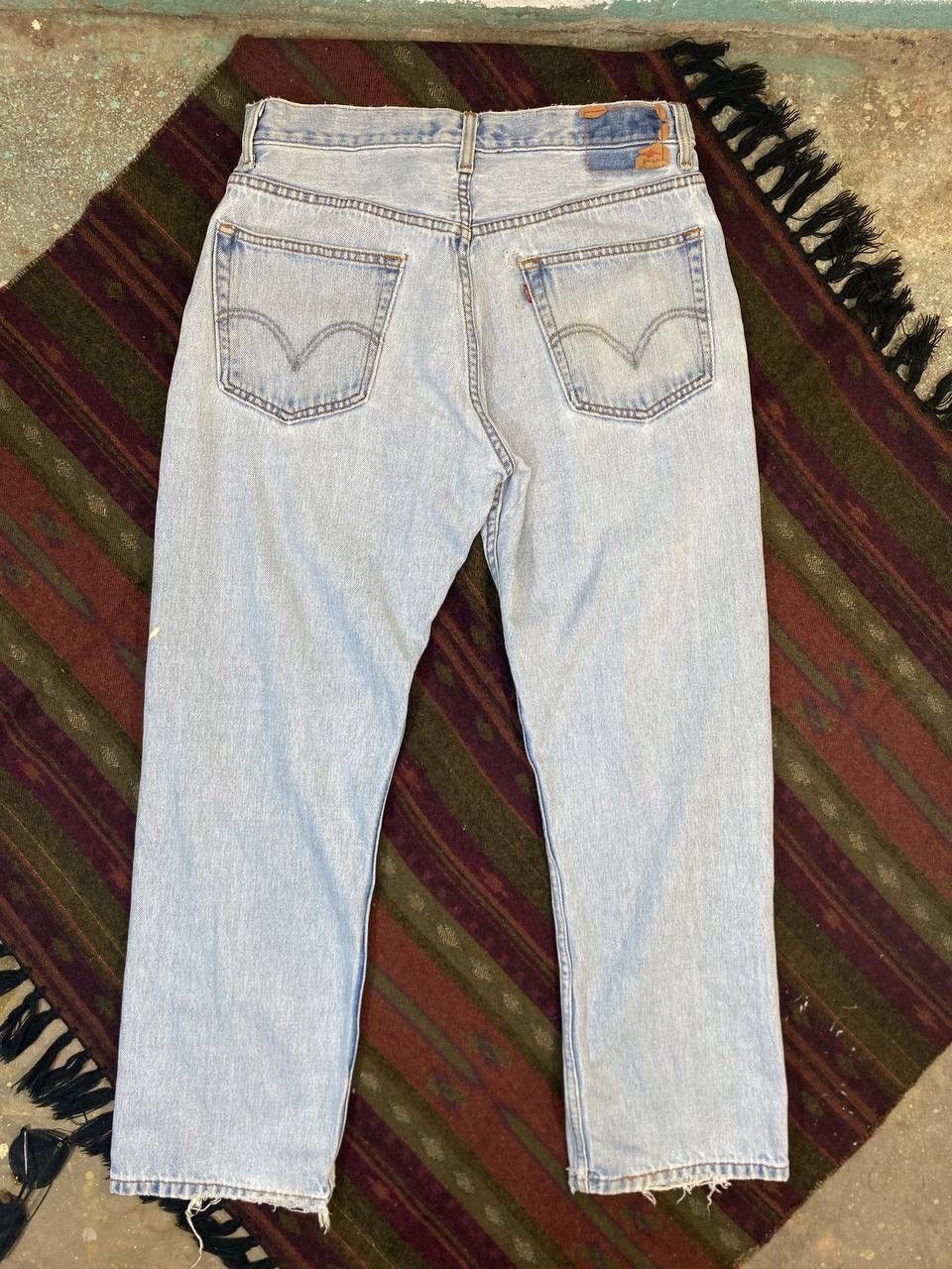 image of Levis 505 Regular Fit Denim Light Wash Paint Splatter Design in Light Blue, Men's (Size 34)