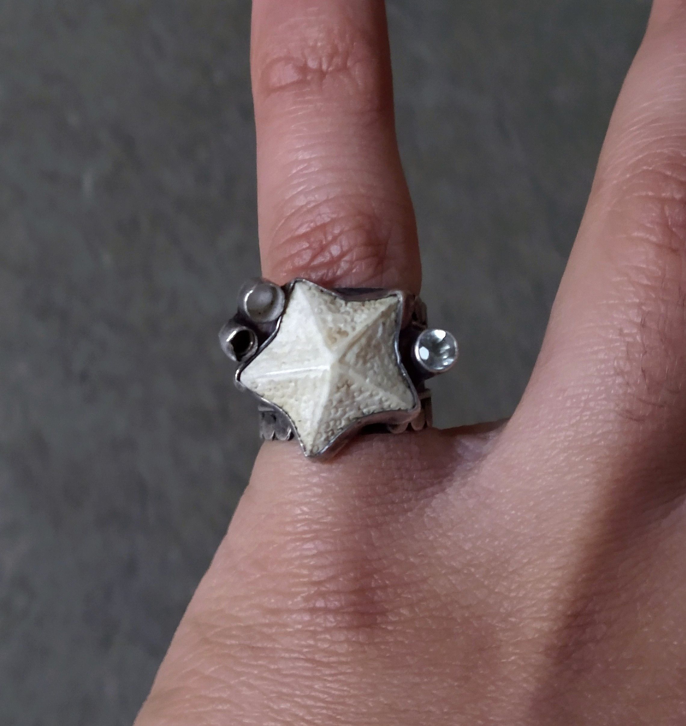 Jewelry Vintage Sterling Silver Ring Shell Star Size 6.5 8.7g Size ONE SIZE - 11 Thumbnail