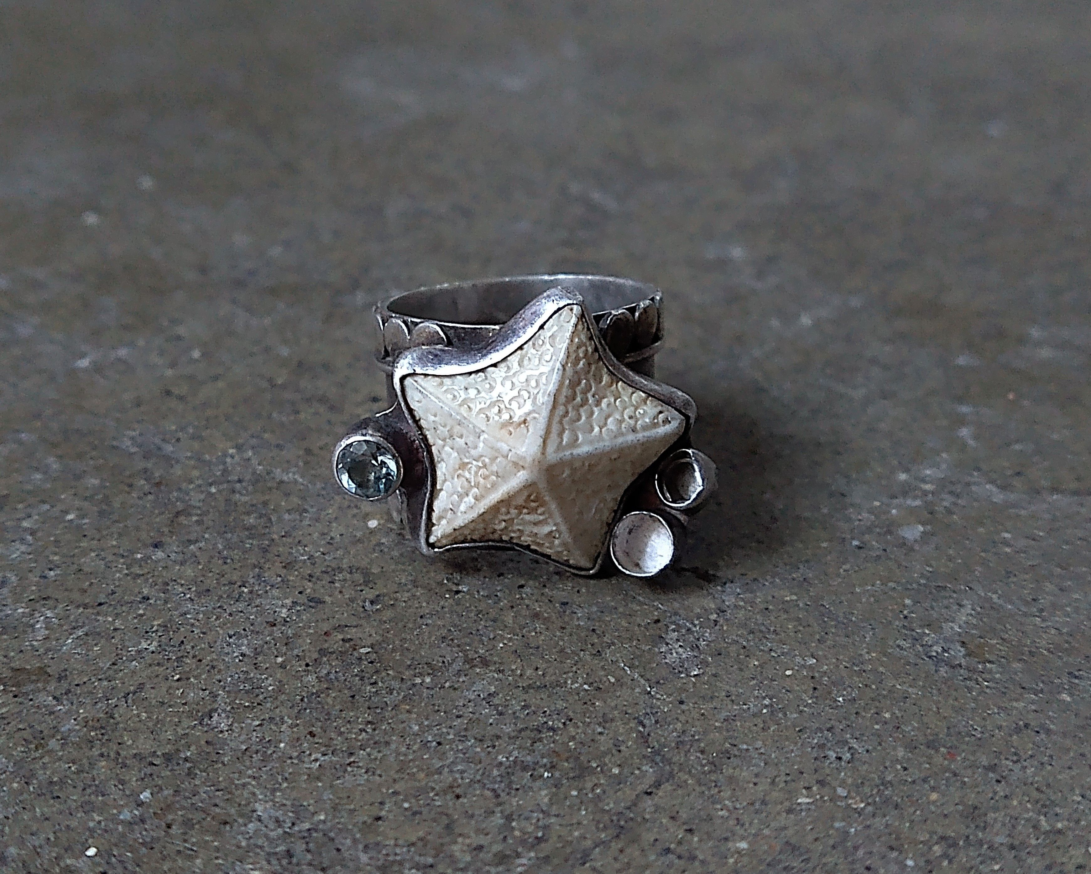 Jewelry Vintage Sterling Silver Ring Shell Star Size 6.5 8.7g Size ONE SIZE - 2 Thumbnail