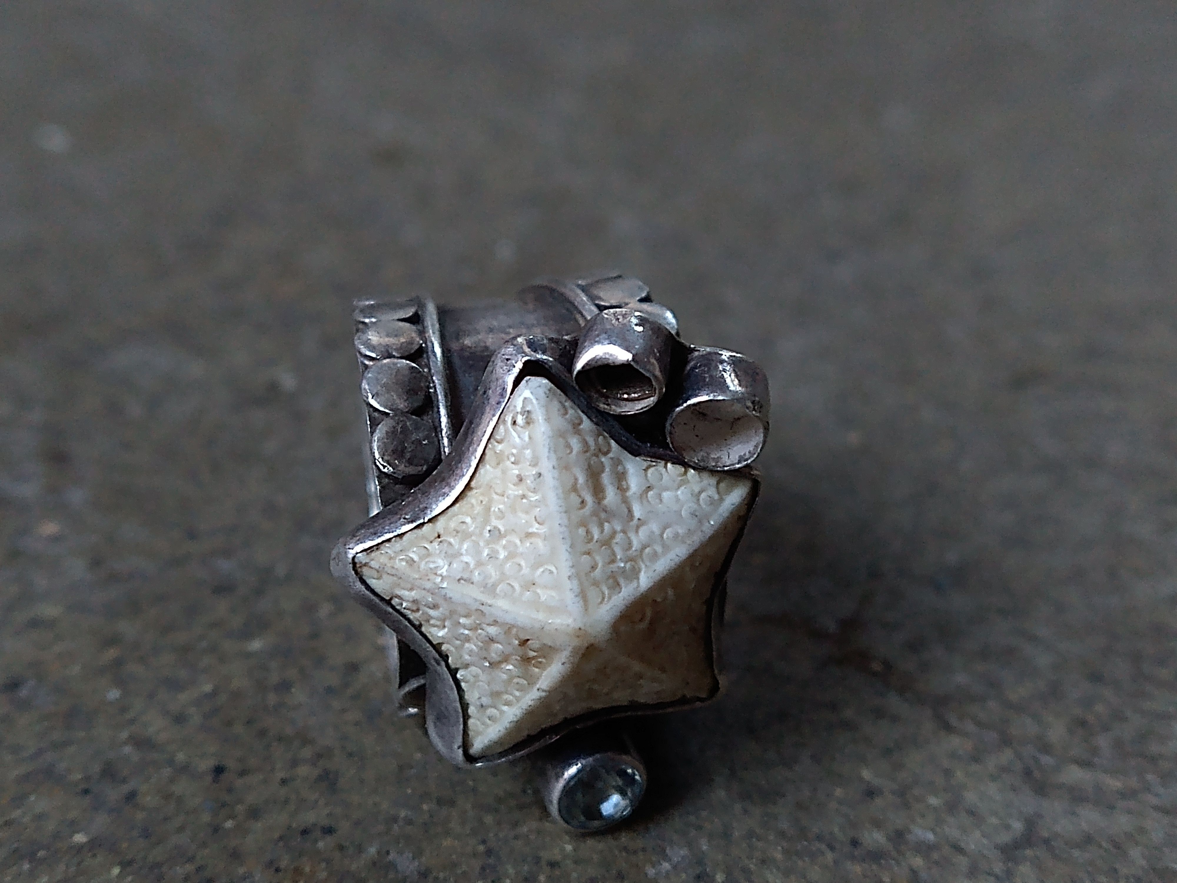 Jewelry Vintage Sterling Silver Ring Shell Star Size 6.5 8.7g Size ONE SIZE - 4 Thumbnail