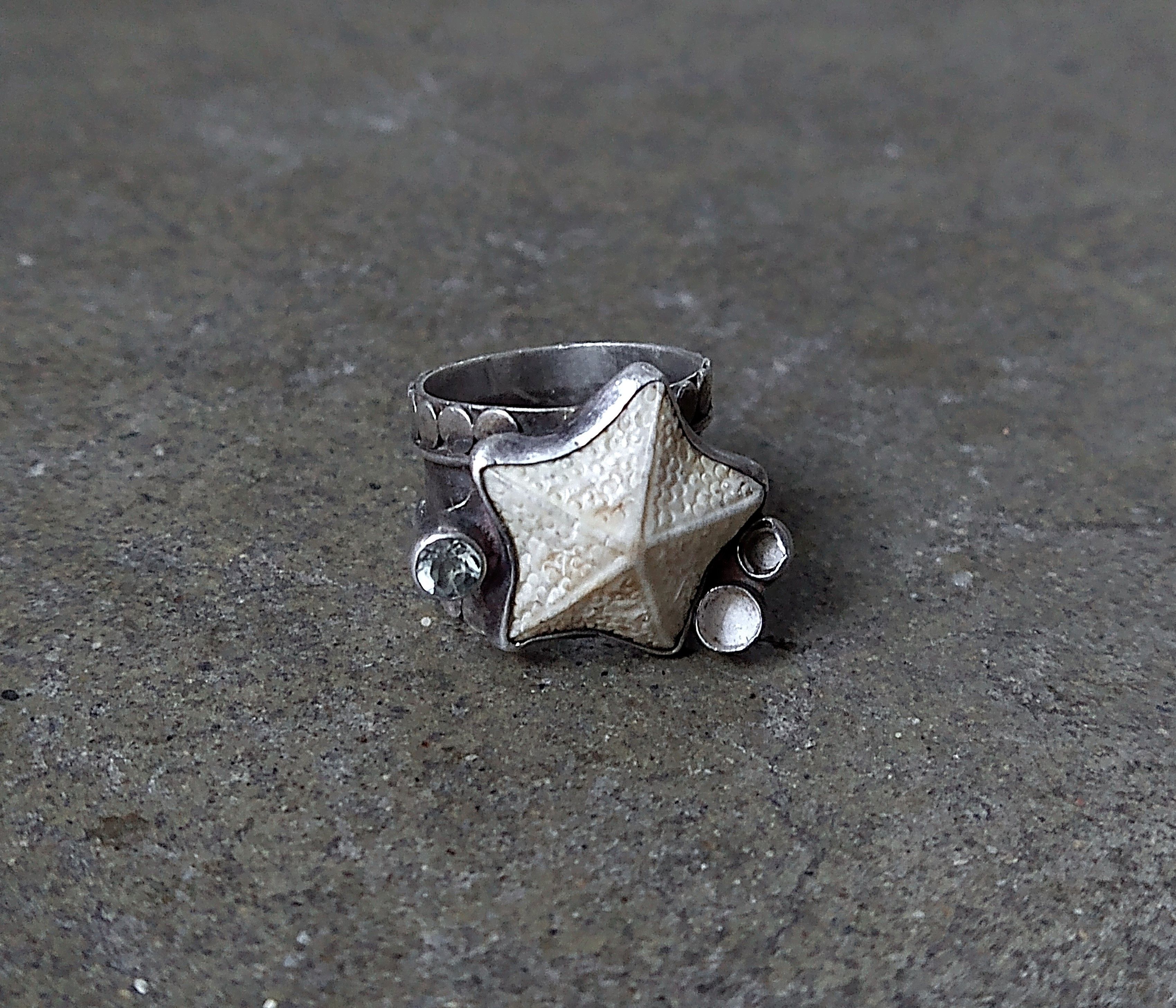 Jewelry Vintage Sterling Silver Ring Shell Star Size 6.5 8.7g Size ONE SIZE - 1 Thumbnail