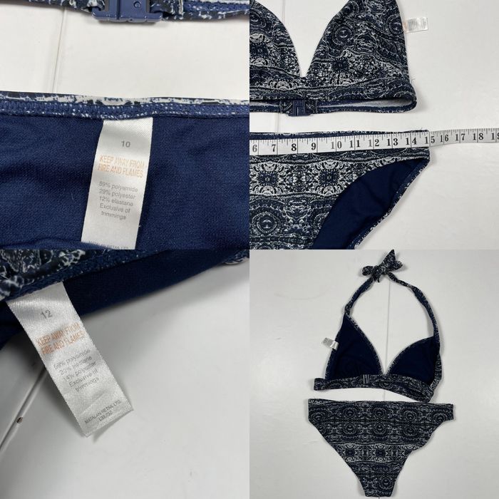 Vintage Matalan Bikini Blue 10 Swimsuit Swimming Costume Two Piece Grailed