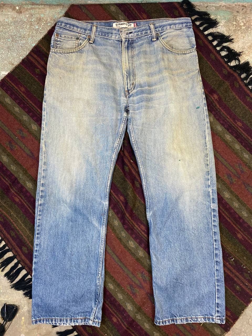 Levi's levis 505 straight fit lightwash distressed denim Size US 37 - 2 Thumbnail