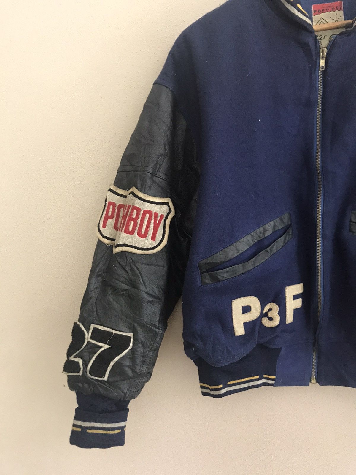 Vintage Vintage Poshboy wool zipper varsity jacket Size US L / EU 52-54 / 3 - 4 Thumbnail