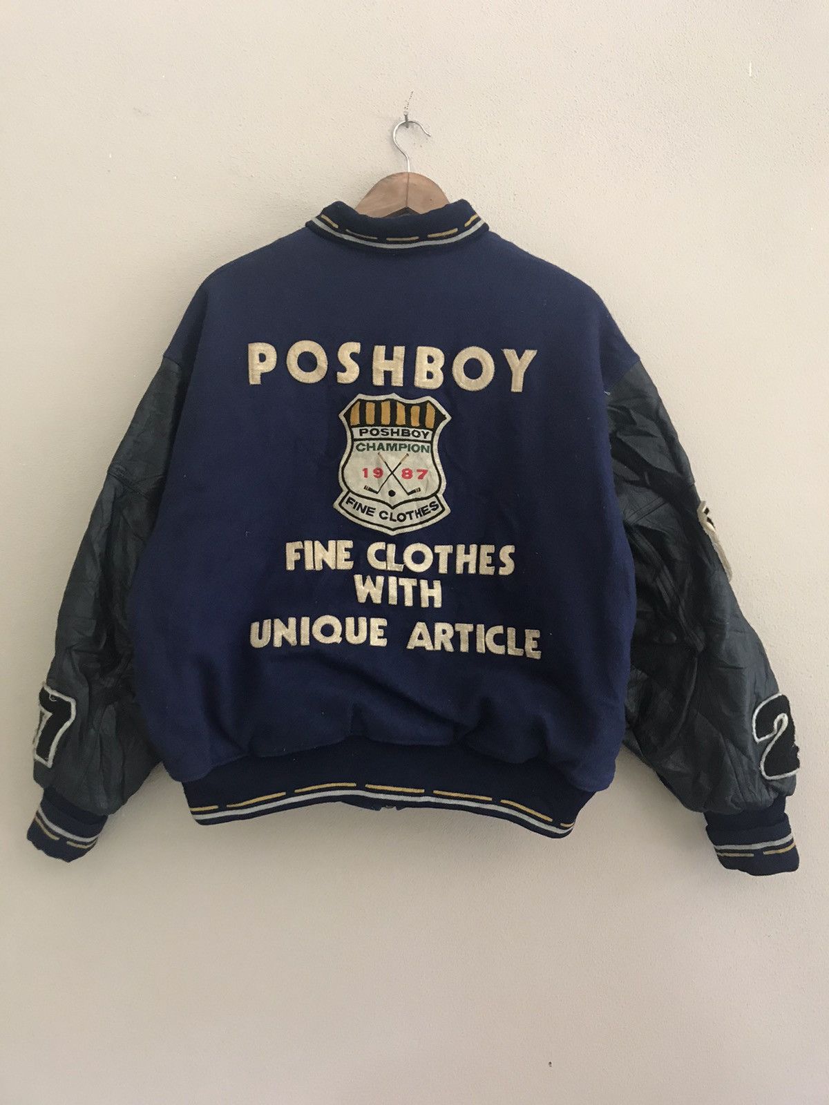 Vintage Vintage Poshboy wool zipper varsity jacket Size US L / EU 52-54 / 3 - 2 Thumbnail