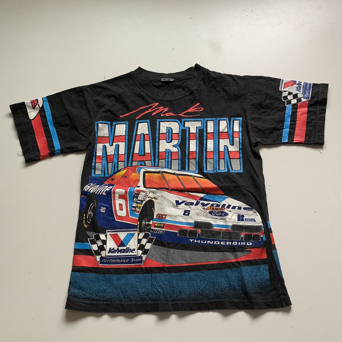 image of 90's Nascar Mark Martin Aop Graphic Promo T Shirt in Black, Men's (Size Medium)