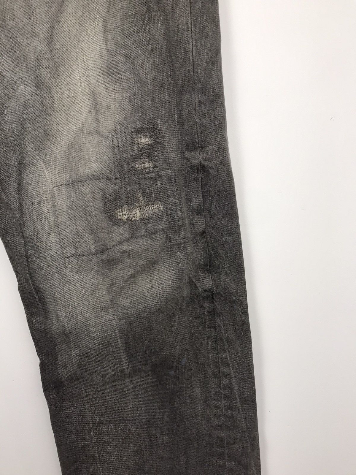 Vintage Polo Ralph Lauren Grey Distressed Faded Denim Jeans Patched Size US 36 / EU 52 - 7 Thumbnail