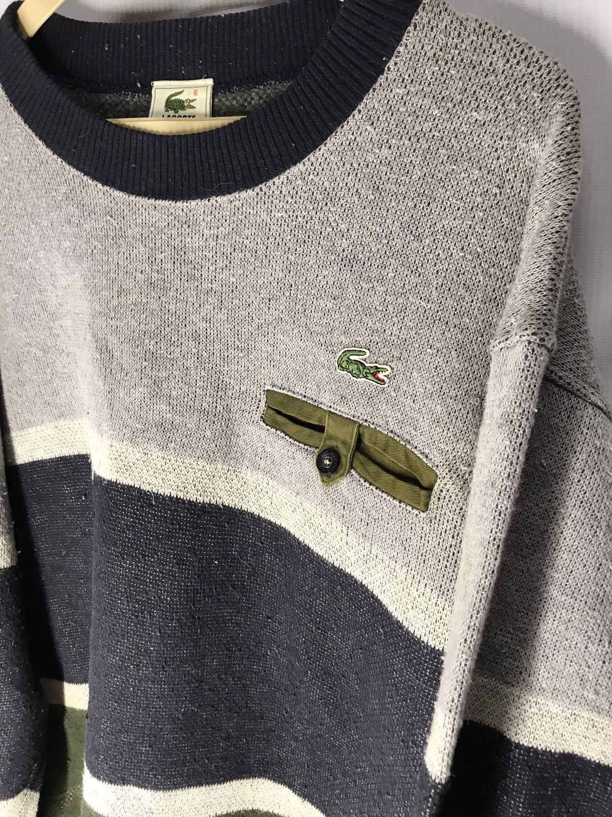 Lacoste × Vintage Vintage Lacoste knit sweatshirt single pocket Size US L / EU 52-54 / 3 - 6 Thumbnail