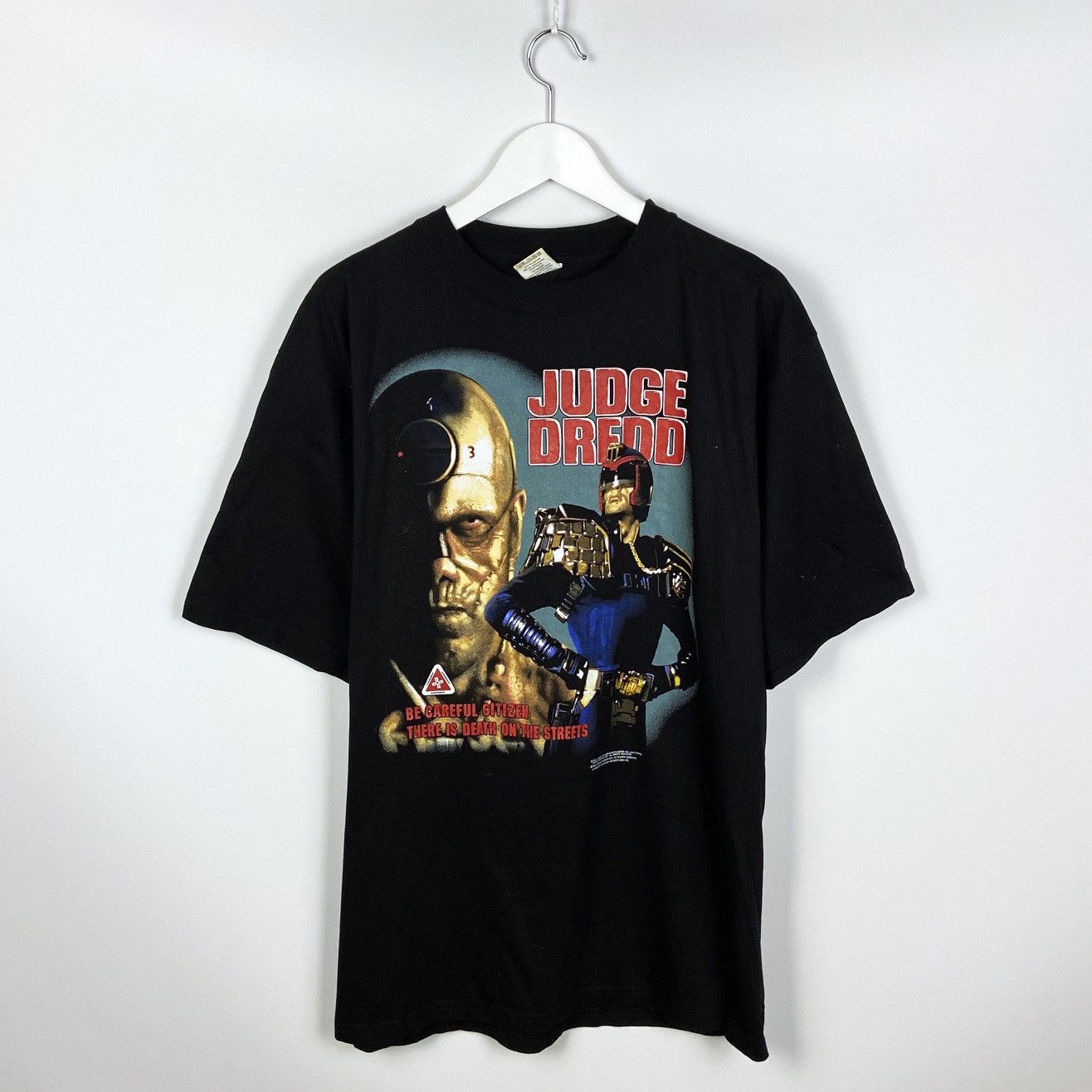 image of Vintage 90's 1995 Judge Dredd Deadstock Death On Streets Tee in Black, Men's (Size XL)