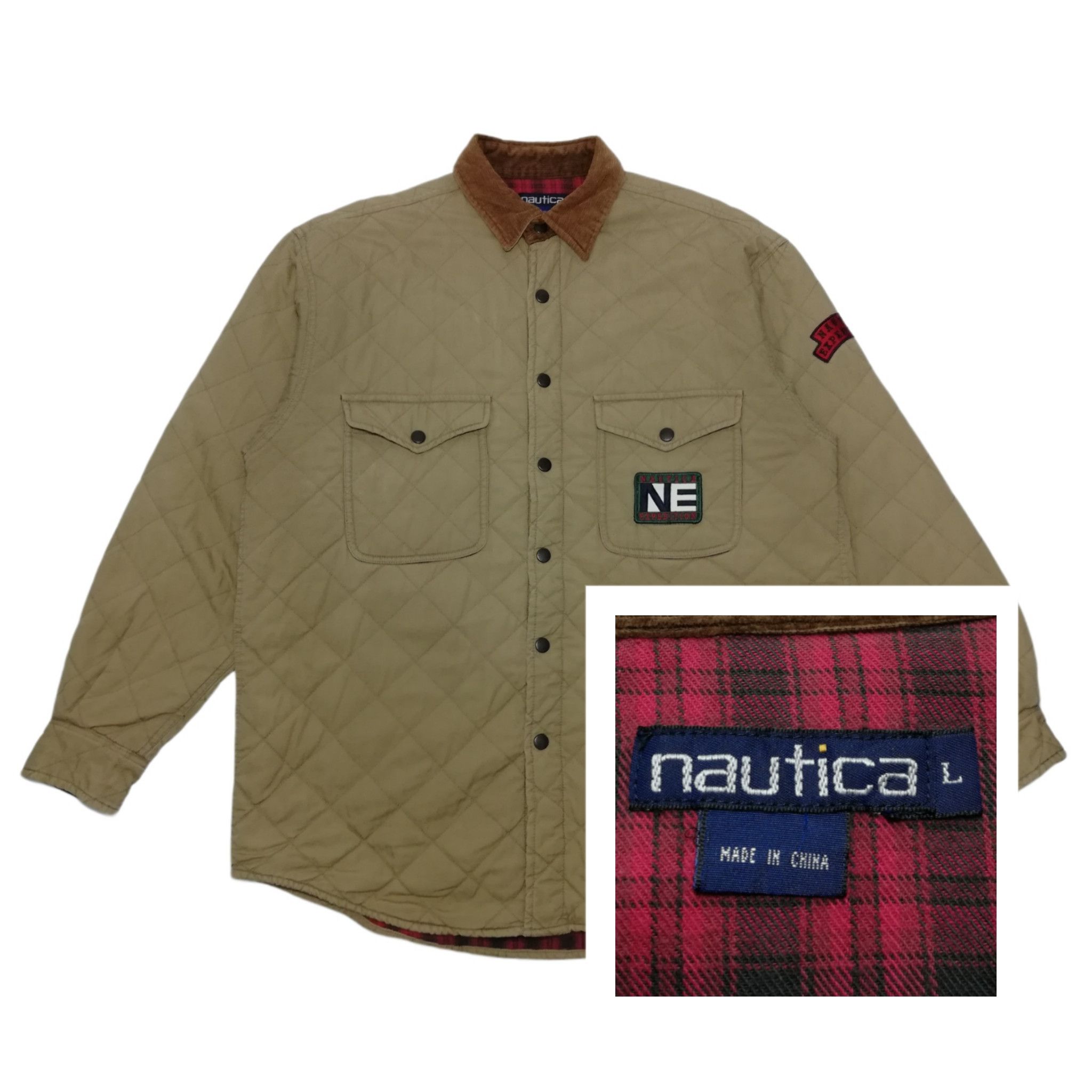 Nautica × Vintage 🔥DOPE!!! Nautica Expedition Corduroy Collar Quilted Jacket Size US L / EU 52-54 / 3 - 1 Thumbnail