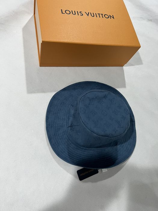 Louis Vuitton, Nigo, LV2, Damier Monogram Bucket Hat Denim Blue L Size  60