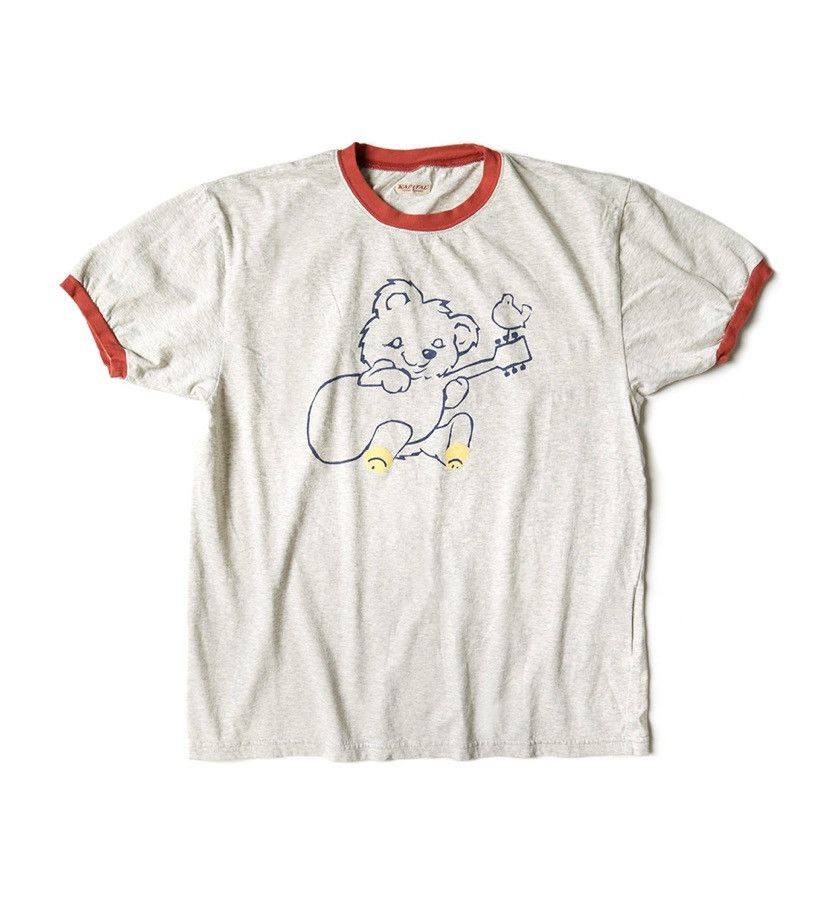 image of Kapital Top Heather Little Bear & Harmony Ringer Tee Size 2 in Grey, Men's