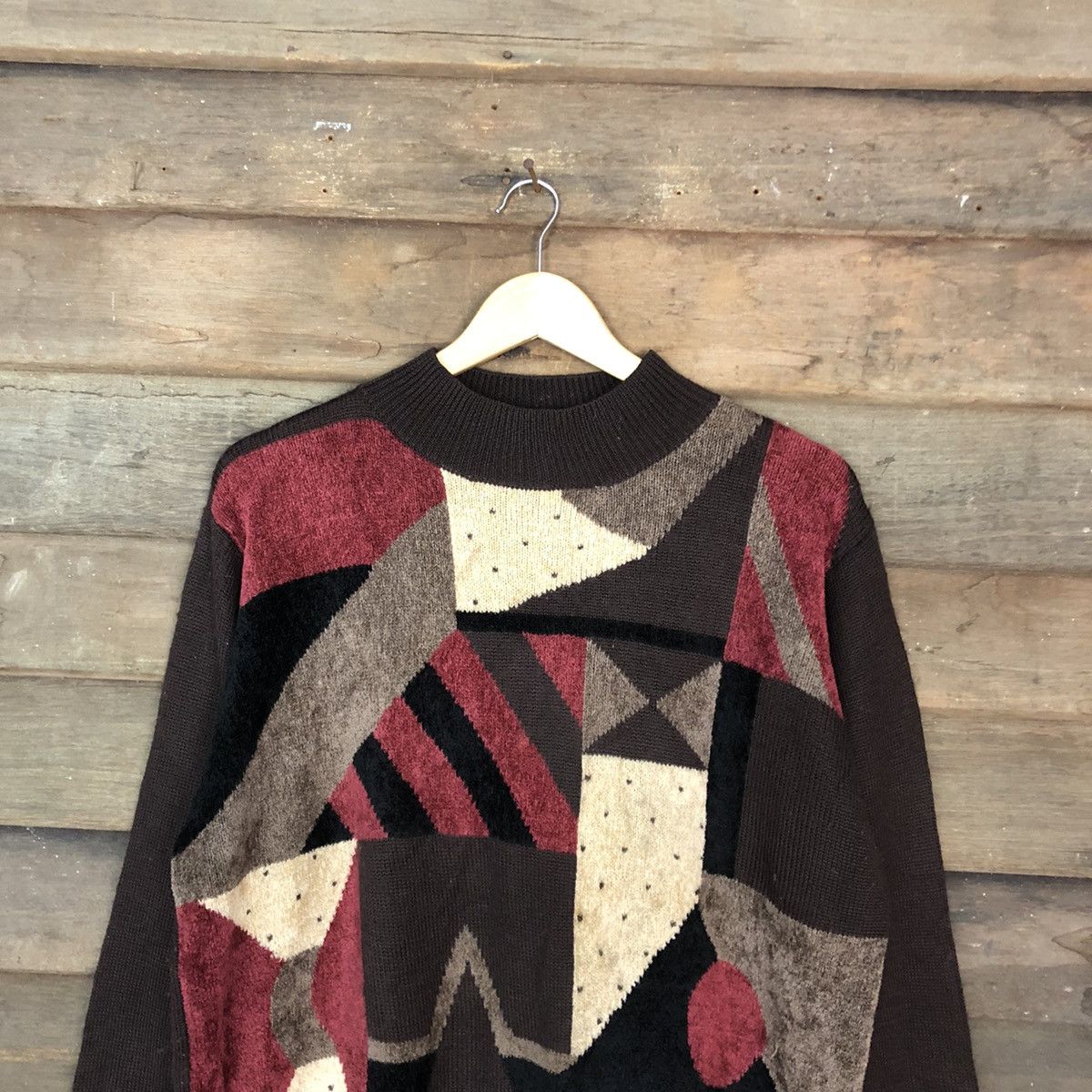 Homespun Knitwear Bashecinq art patchwork brown Knitwear #3606 Size US XL / EU 56 / 4 - 9 Thumbnail