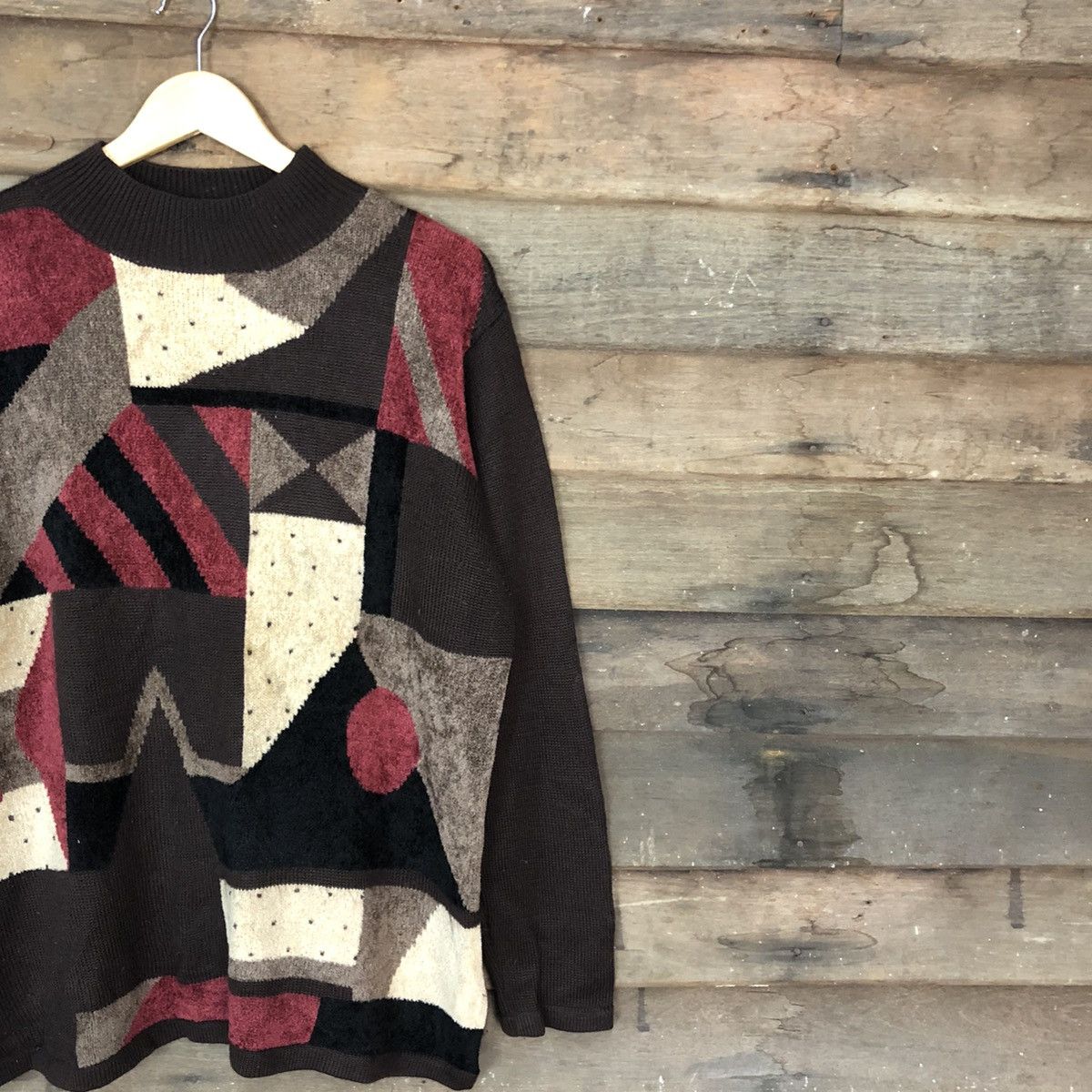 Homespun Knitwear Bashecinq art patchwork brown Knitwear #3606 Size US XL / EU 56 / 4 - 5 Thumbnail