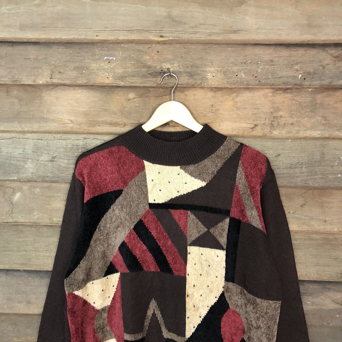 Homespun Knitwear Bashecinq art patchwork brown Knitwear #3606 Size US XL / EU 56 / 4 - 2 Thumbnail