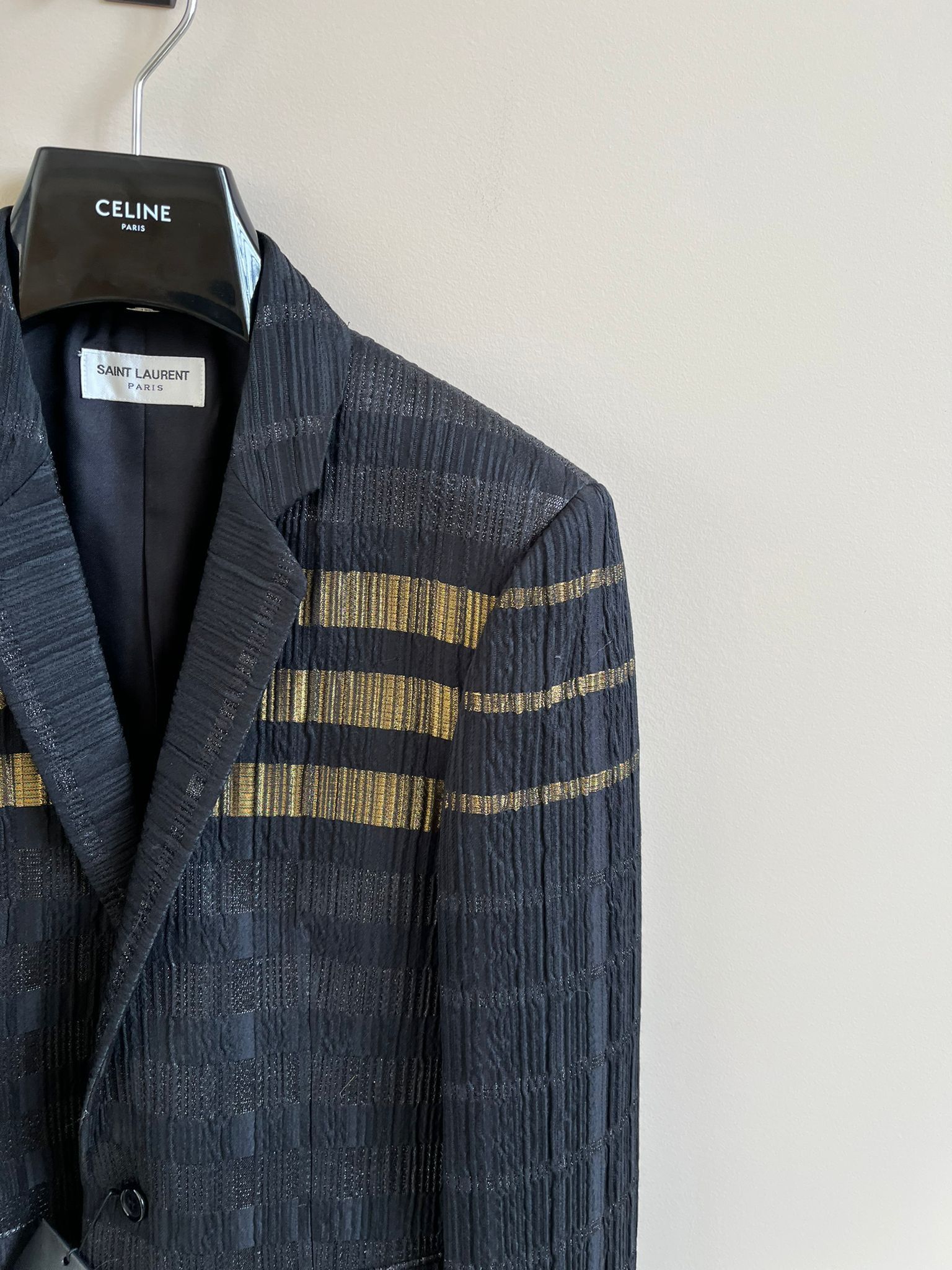 Saint Laurent Paris Blazer Coat in Noir with Golden Lines on Front Size US M / EU 48-50 / 2 - 6 Thumbnail