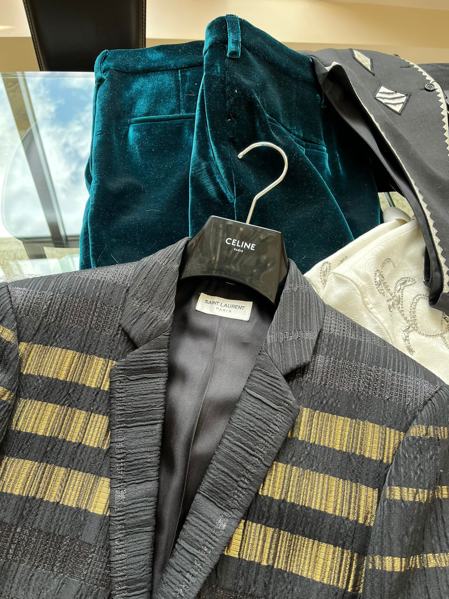 Saint Laurent Paris Blazer Coat in Noir with Golden Lines on Front Size US M / EU 48-50 / 2 - 14 Thumbnail