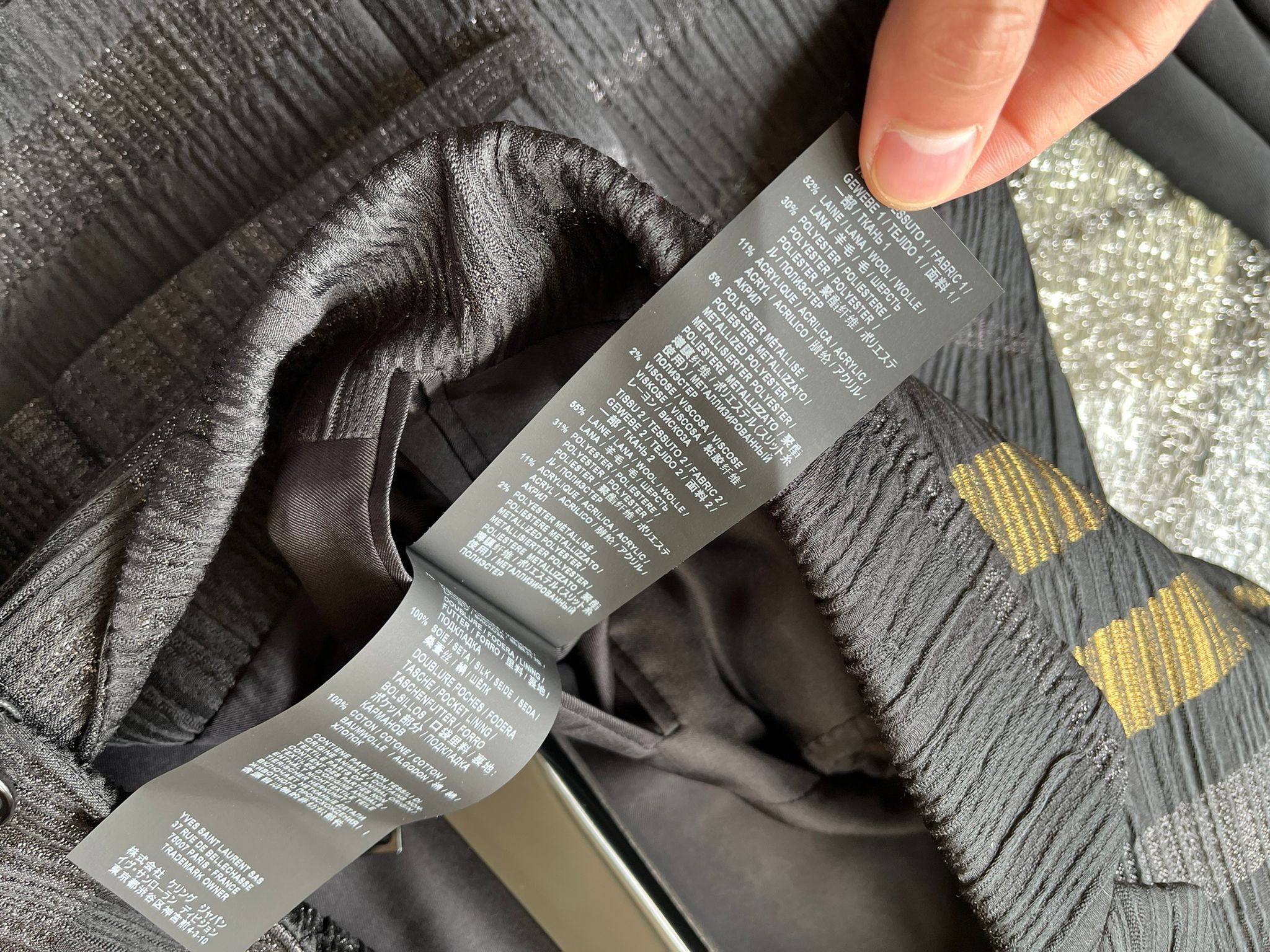 Saint Laurent Paris Blazer Coat in Noir with Golden Lines on Front Size US M / EU 48-50 / 2 - 17 Thumbnail