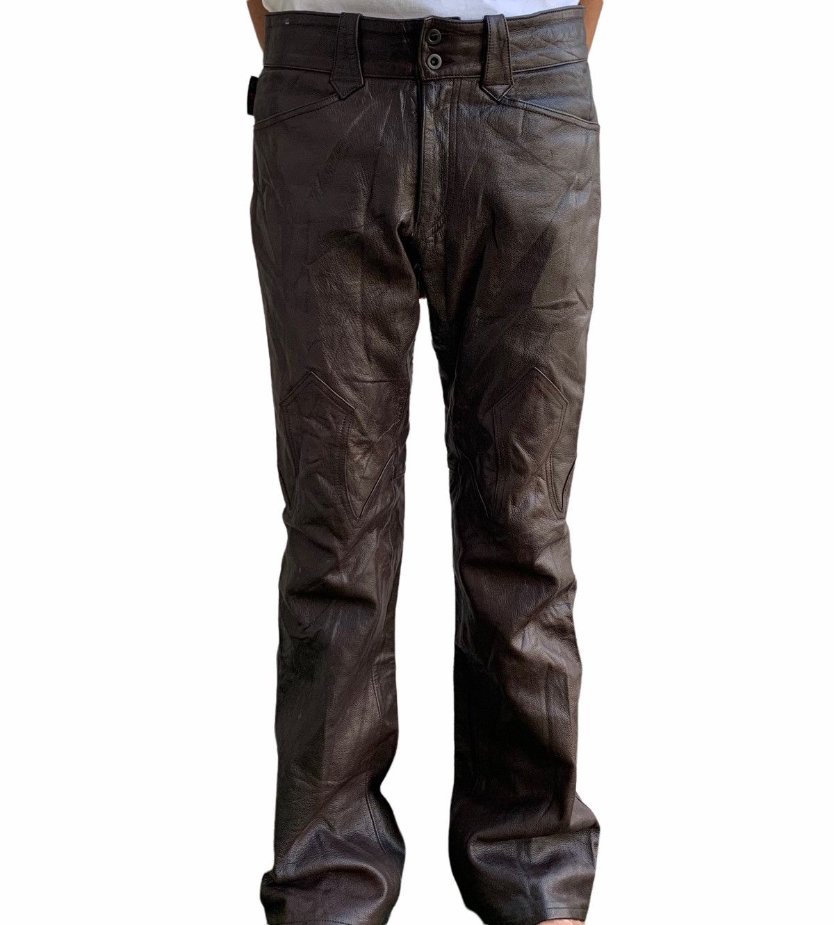 Genuine Leather Vintage Custom Culture Genuine Leather Biker Flare Pants Size US 31 - 1 Thumbnail