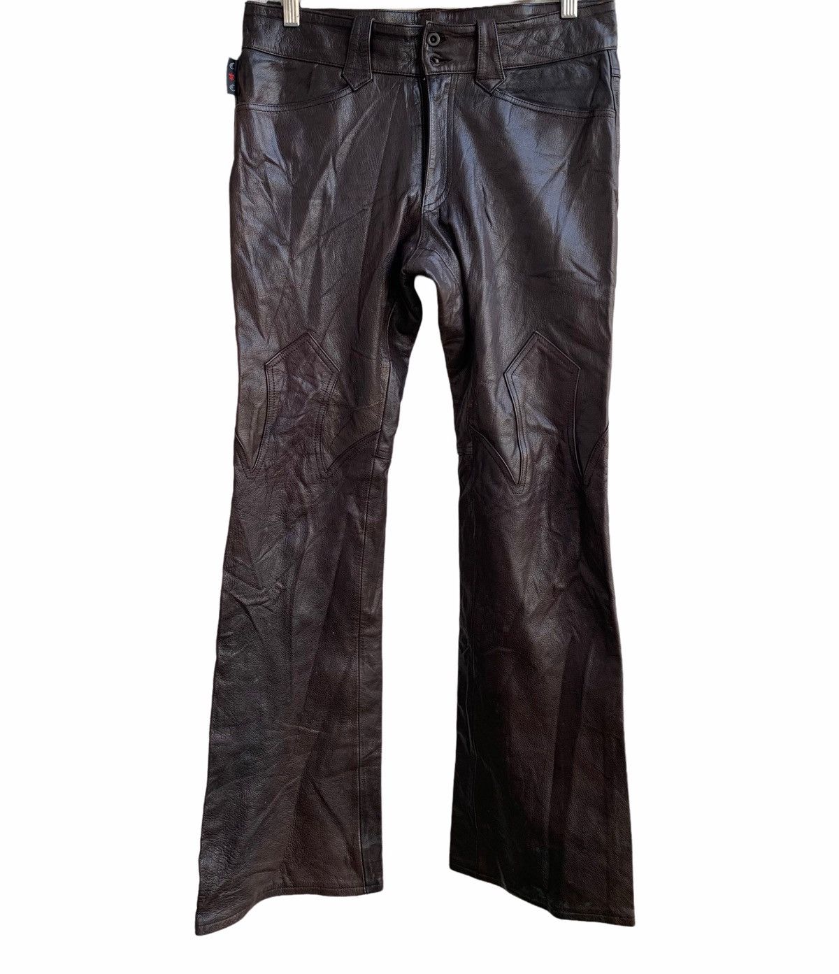 Genuine Leather Vintage Custom Culture Genuine Leather Biker Flare Pants Size US 31 - 4 Thumbnail