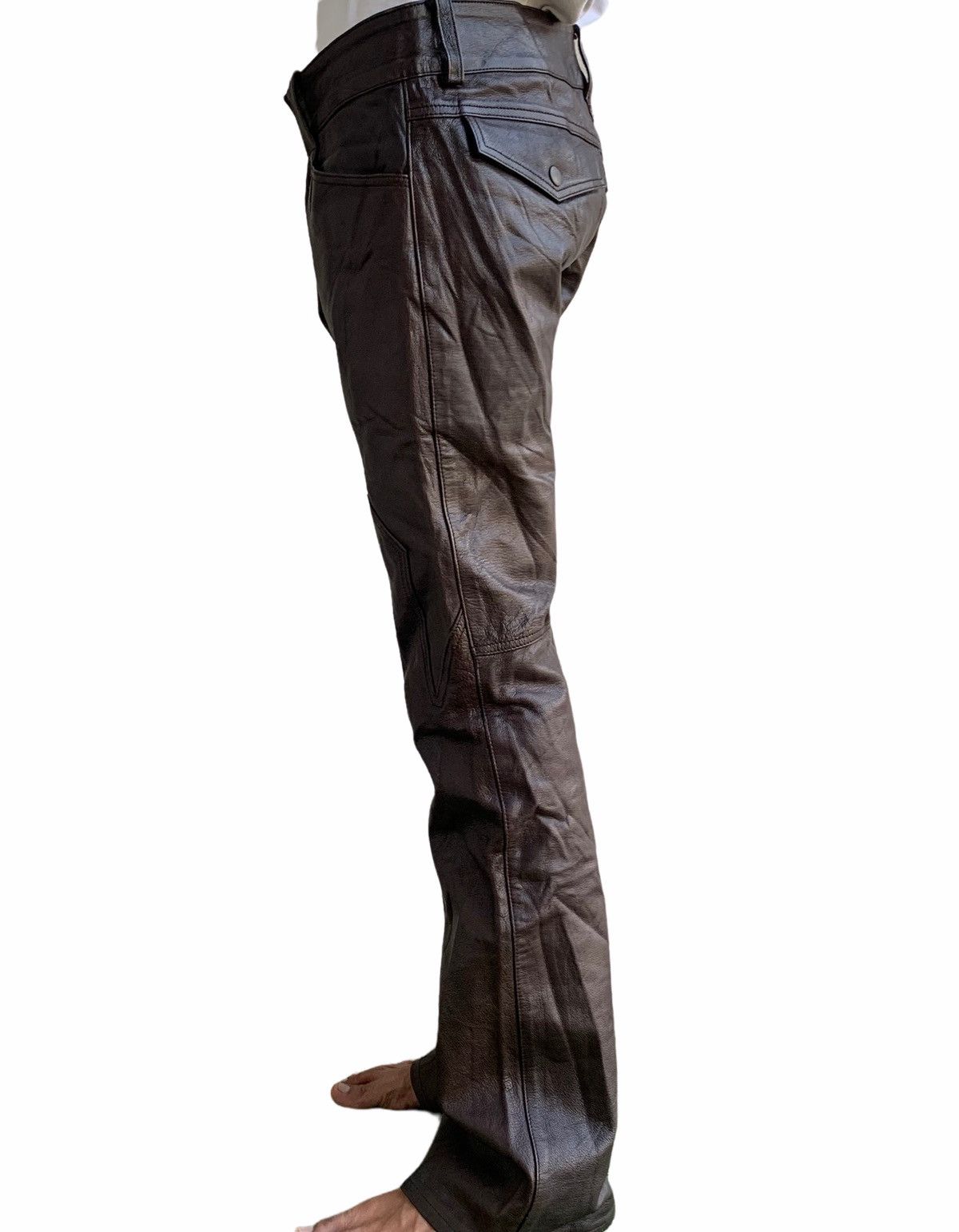 Genuine Leather Vintage Custom Culture Genuine Leather Biker Flare Pants Size US 31 - 3 Thumbnail