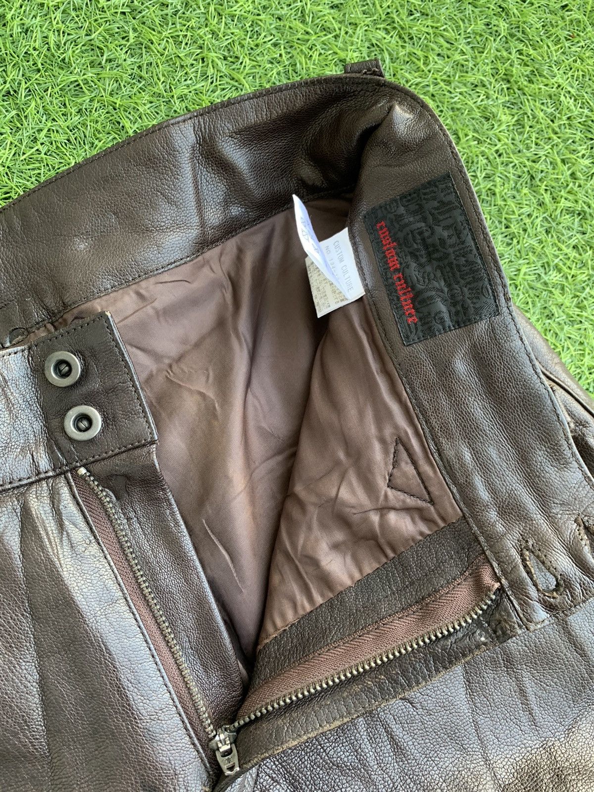 Genuine Leather Vintage Custom Culture Genuine Leather Biker Flare Pants Size US 31 - 13 Thumbnail